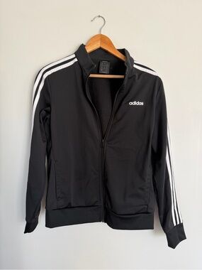 Adidas Black Track Jacket | 3 Stripe Zip Up Athletic Jacket | Size M